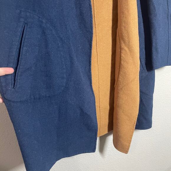 Charli Size 10 Wool Camden Reversible Coat Navy Brown Open Front Pockets - Picture 4 of 10